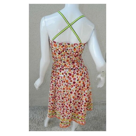 ISABELA CAPETO Dress Orange Beaded Halter Vacation Sundress Criss- Cross Small - Picture 4 of 8